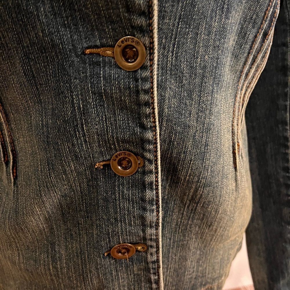 Levi's Y2K Fitted Denim Blazer size L - Picture 8 of 9
